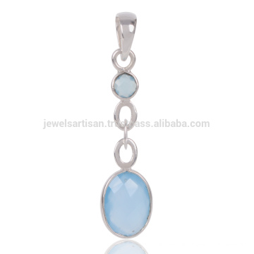 Pendentif femme Blue Onyx Gemstone 925 Sterling Silver